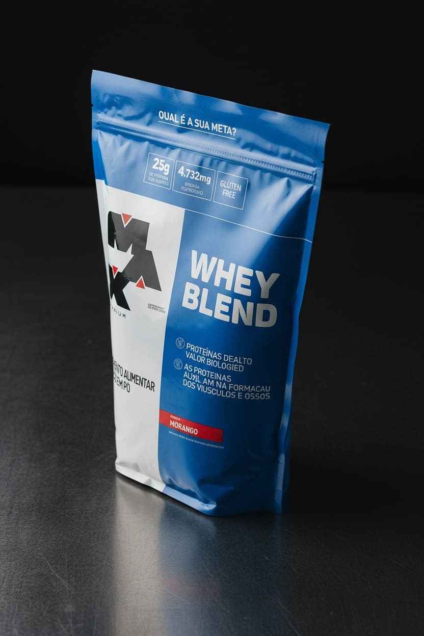  MAX Titanium Whey Blend strawberry flavor, whey protein supplement supporting muscle mass and strength building.